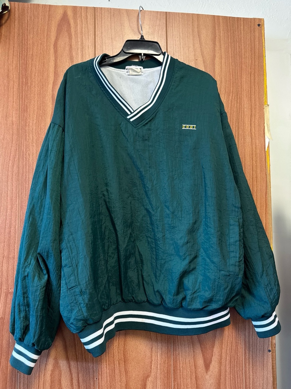 VINTAGE Cogi Athletic Dark Green Pullover Windbreaker Men's XL V Neck